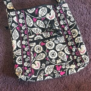 Vera Bradley Black and Pink Floral Shoulder Bag